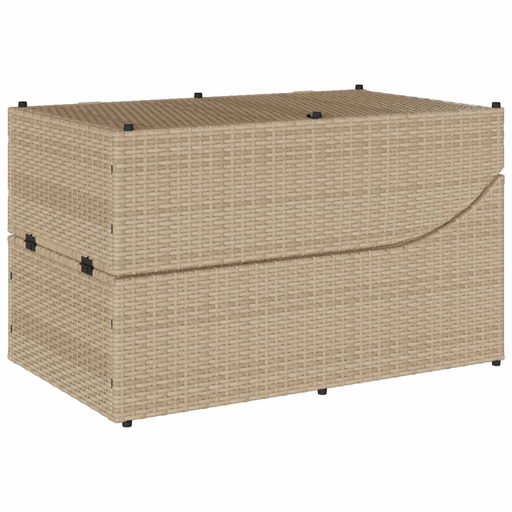 Chaise Longue Extérieur Poly Rotin Pliante Coffre Rangement Beige – ComfortXL Outdoor Living - Image 7