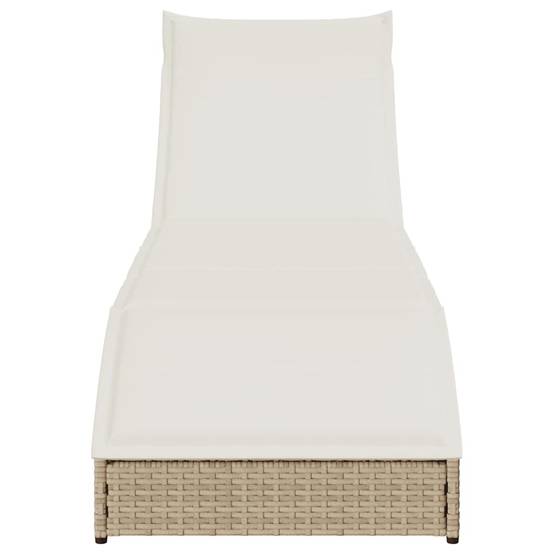Chaise Longue Extérieur Poly Rotin Pliante Coffre Rangement Beige – ComfortXL Outdoor Living - Image 5