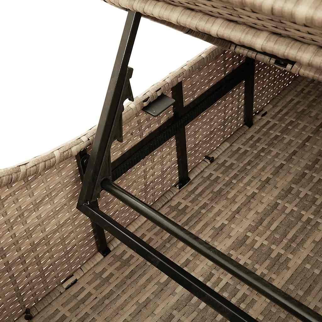 Chaise Longue Extérieur Poly Rotin Pliante Coffre Rangement Beige – ComfortXL Outdoor Living - Image 8