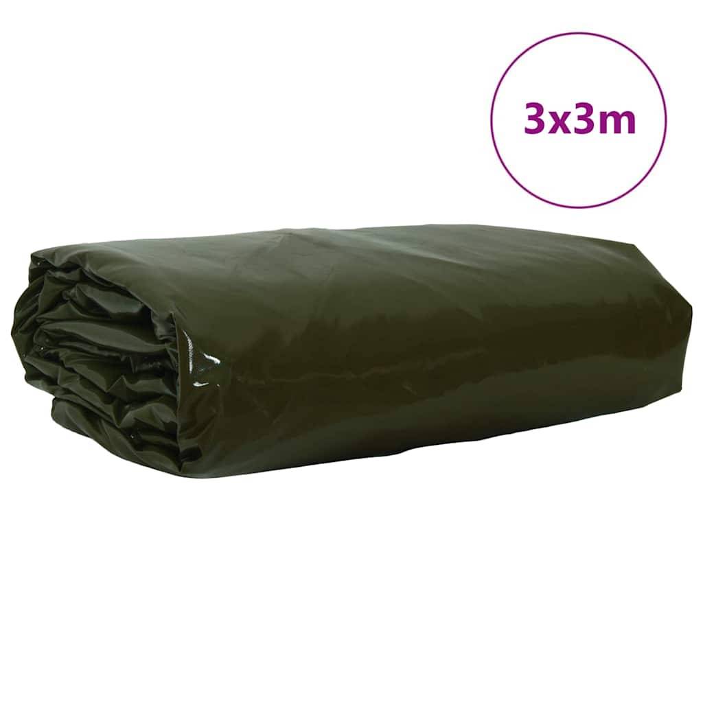 Toile de Protection PVC 650g/m² Étanche et Renforcée pour Terrasse et Bricolage Vert Olive 3x3m – ComfortXL Outdoor Living - Image 2