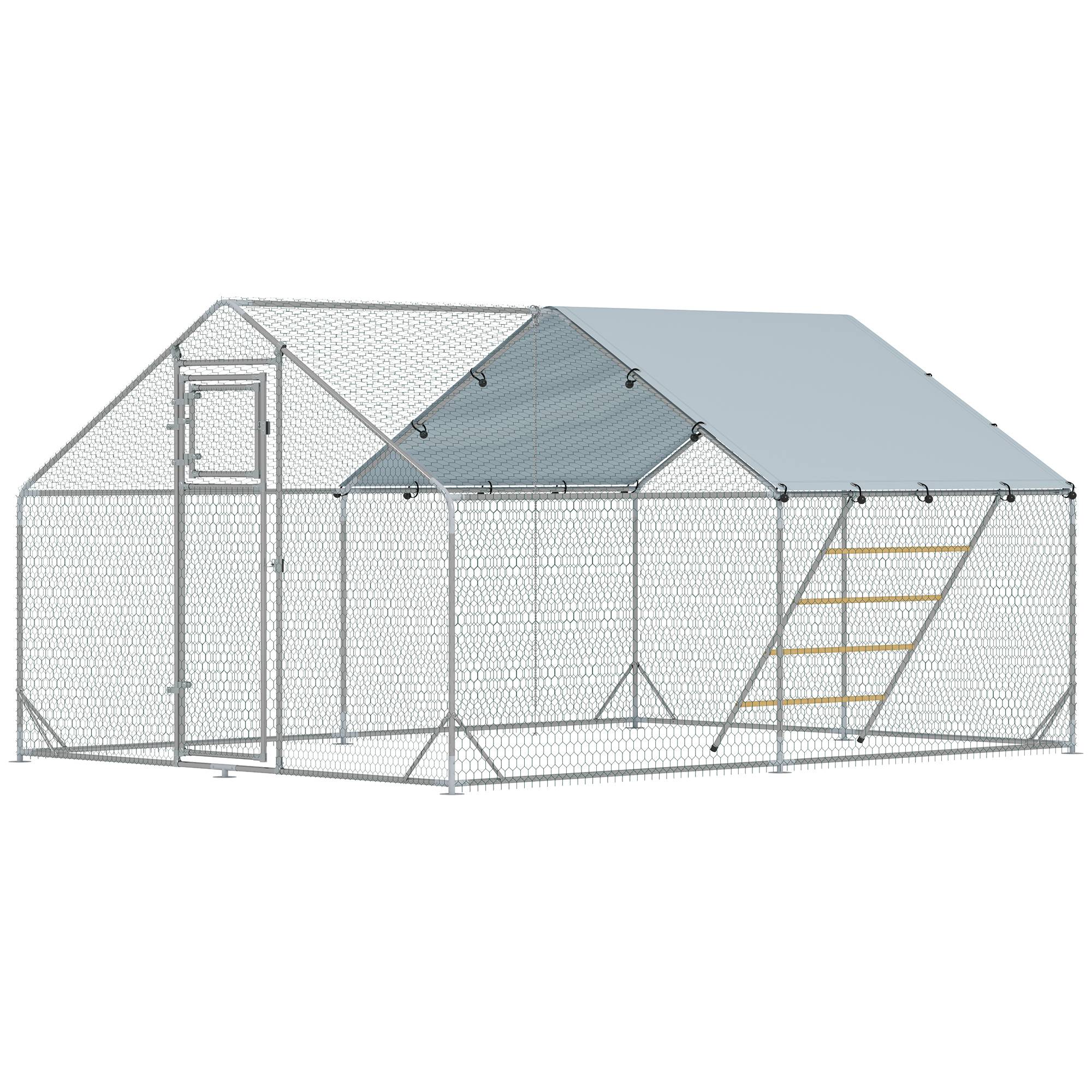 Sans Marque - Poulailler enclos plein air bâche UV grillage acier mangeoire automatique 12-18 poules - Image 2