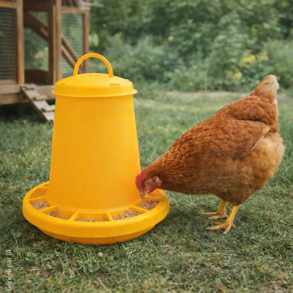 Mangeoire à trémie cylindrique plastique avec poignée - 3,5 kg - Jaune - Image 3