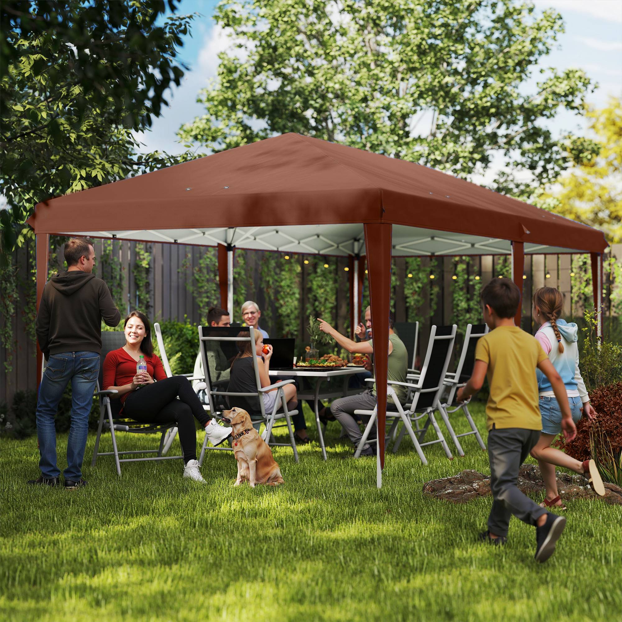 Tente café 6x3 m pliante avec 3 hauteurs et structure acier anti-UV, abri design sobre pour événement pratique et robuste - Image 3