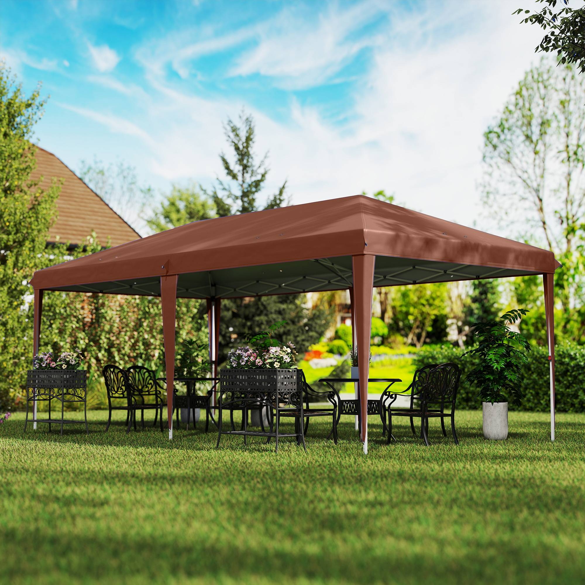 Tente café 6x3 m pliante avec 3 hauteurs et structure acier anti-UV, abri design sobre pour événement pratique et robuste - Image 4