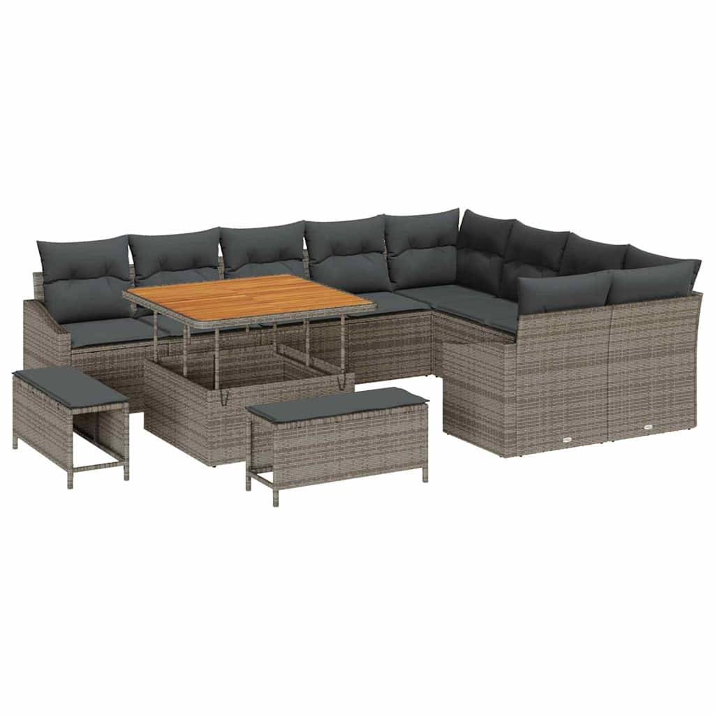 ComfortXL - Canapé Extérieur 12 pcs Résine Tressée Modulable Rangement Astucieux Terrasse Gris – ComfortXL Outdoor Living - Image 2