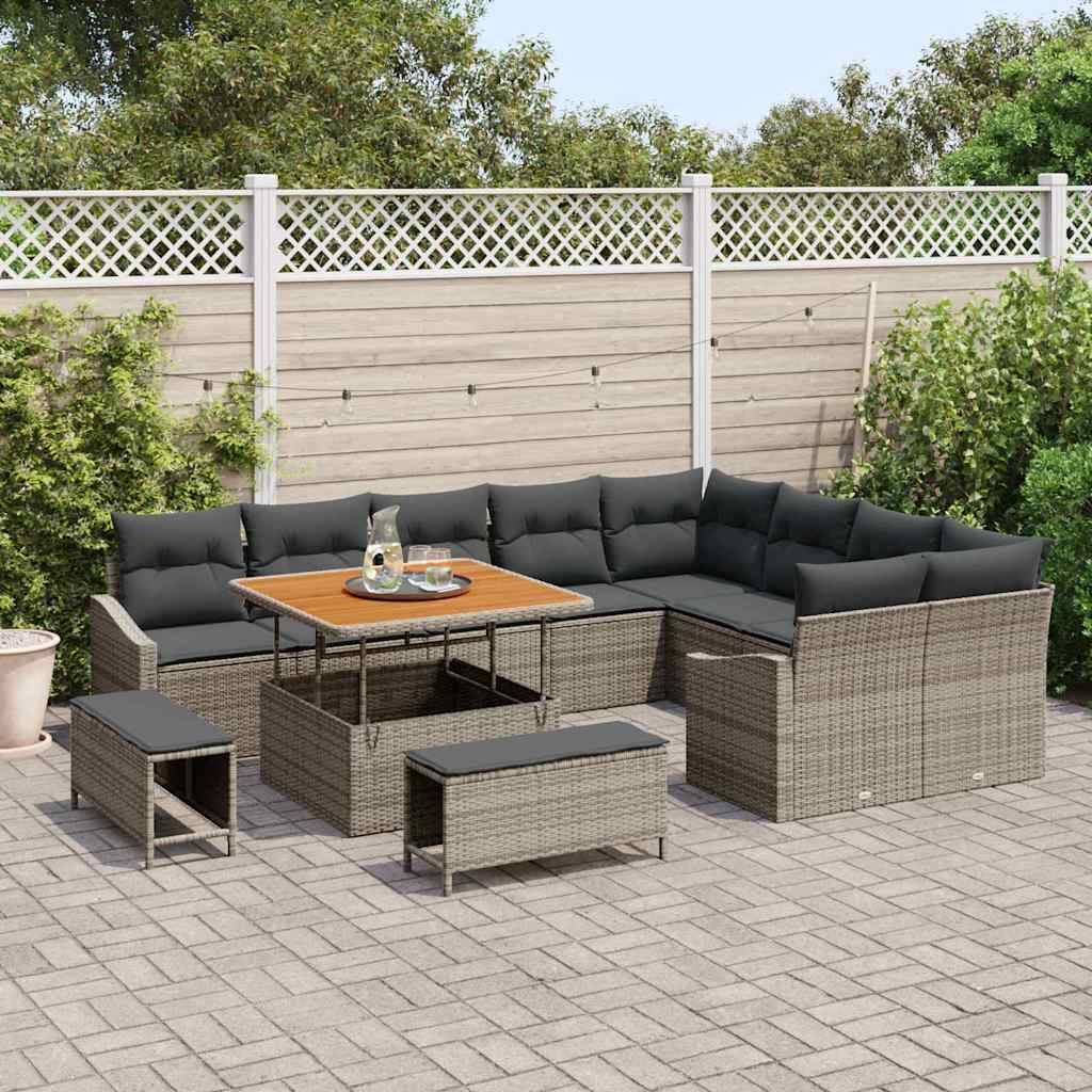 ComfortXL - Canapé Extérieur 12 pcs Résine Tressée Modulable Rangement Astucieux Terrasse Gris – ComfortXL Outdoor Living - Image 3