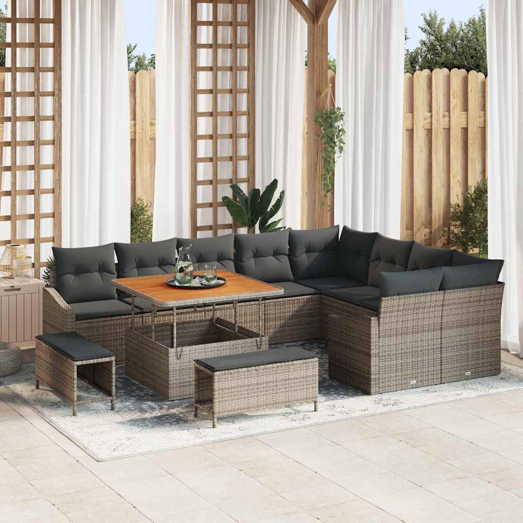 ComfortXL - Canapé Extérieur 12 pcs Résine Tressée Modulable Rangement Astucieux Terrasse Gris – ComfortXL Outdoor Living - Image 1