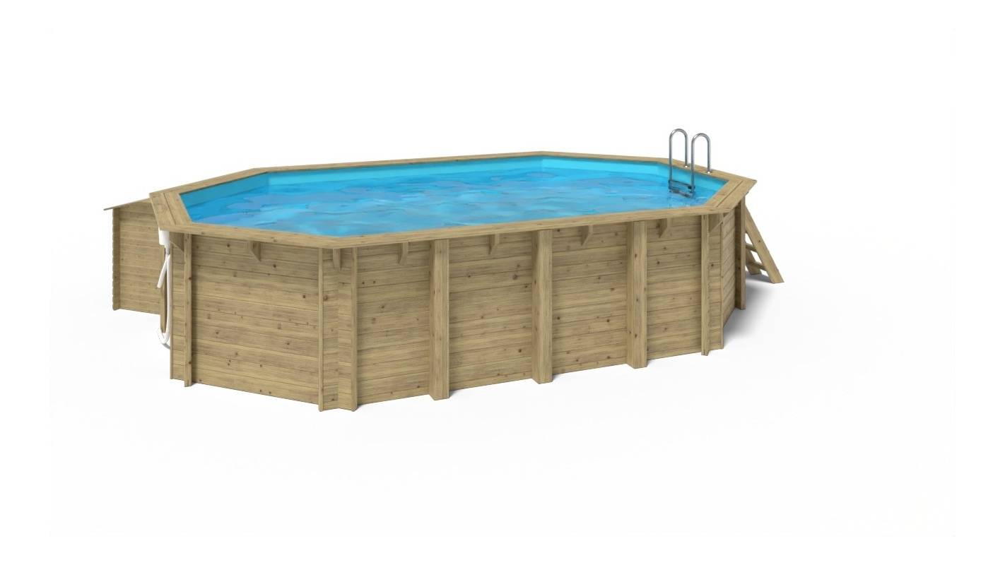 Altanka - Piscine de jardin en bois - 6,53x4,41 x H.1,42 m - avec filtration et coffre de filtration - BAS552OSP+SZA6 - Image 3