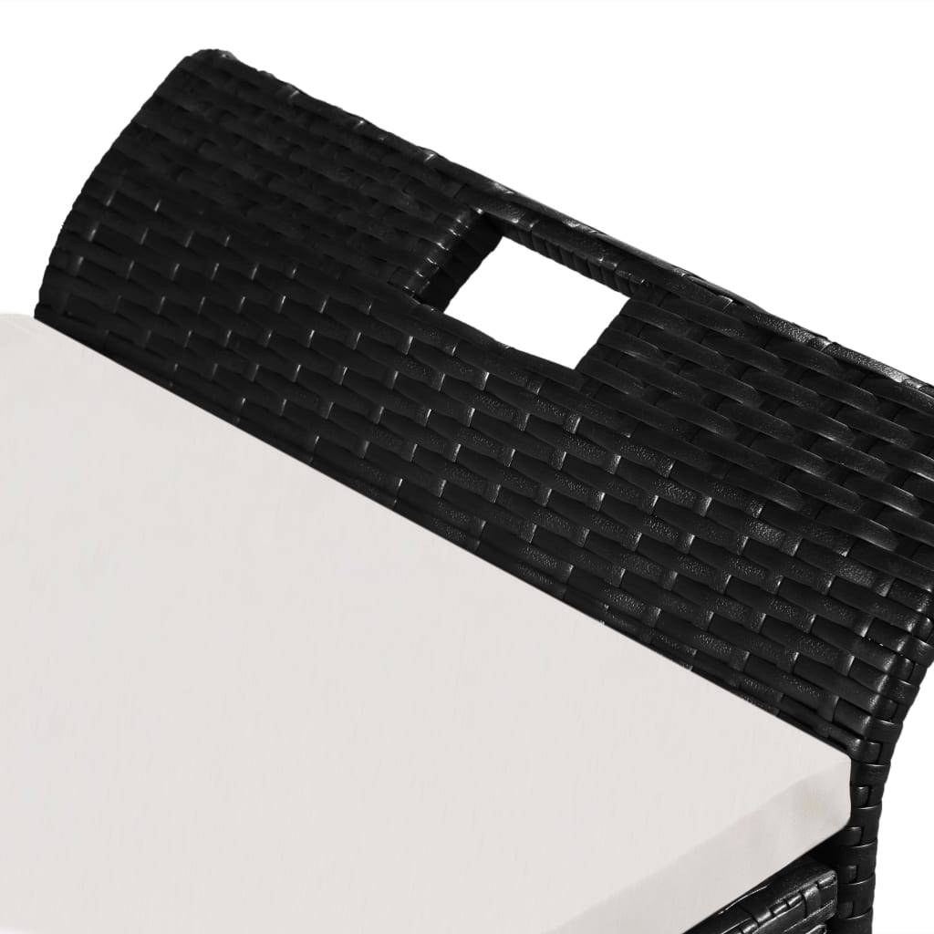 Helloshop26 - Banc de jardin meuble de patio d'extérieur terrasse avec coussin 138 cm résine tressée noir - Image 3