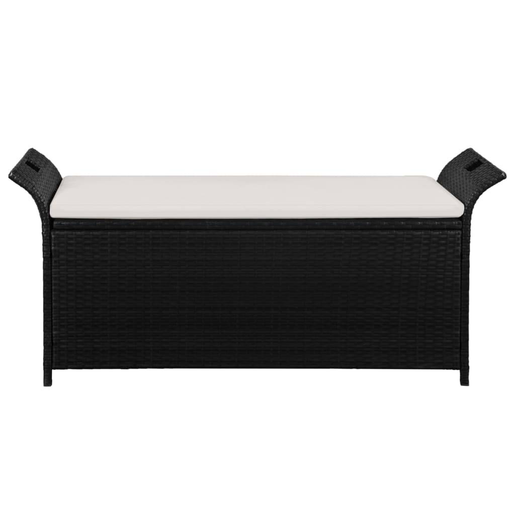 Helloshop26 - Banc de jardin meuble de patio d'extérieur terrasse avec coussin 138 cm résine tressée noir - Image 2