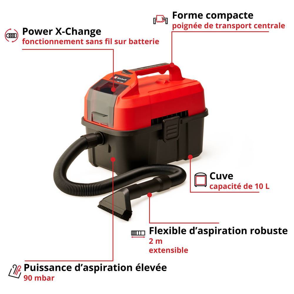 Einhell - Aspirateur eaux et poussières sans fil  TE-VC 18/10 - sans batterie Einhell - Image 2