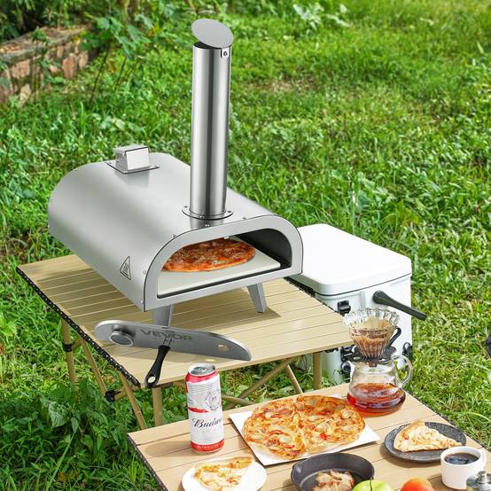 VEVOR Four pizza extérieur 305 mm, granulés bois, inox, thermomètre, pelle. - Image 8