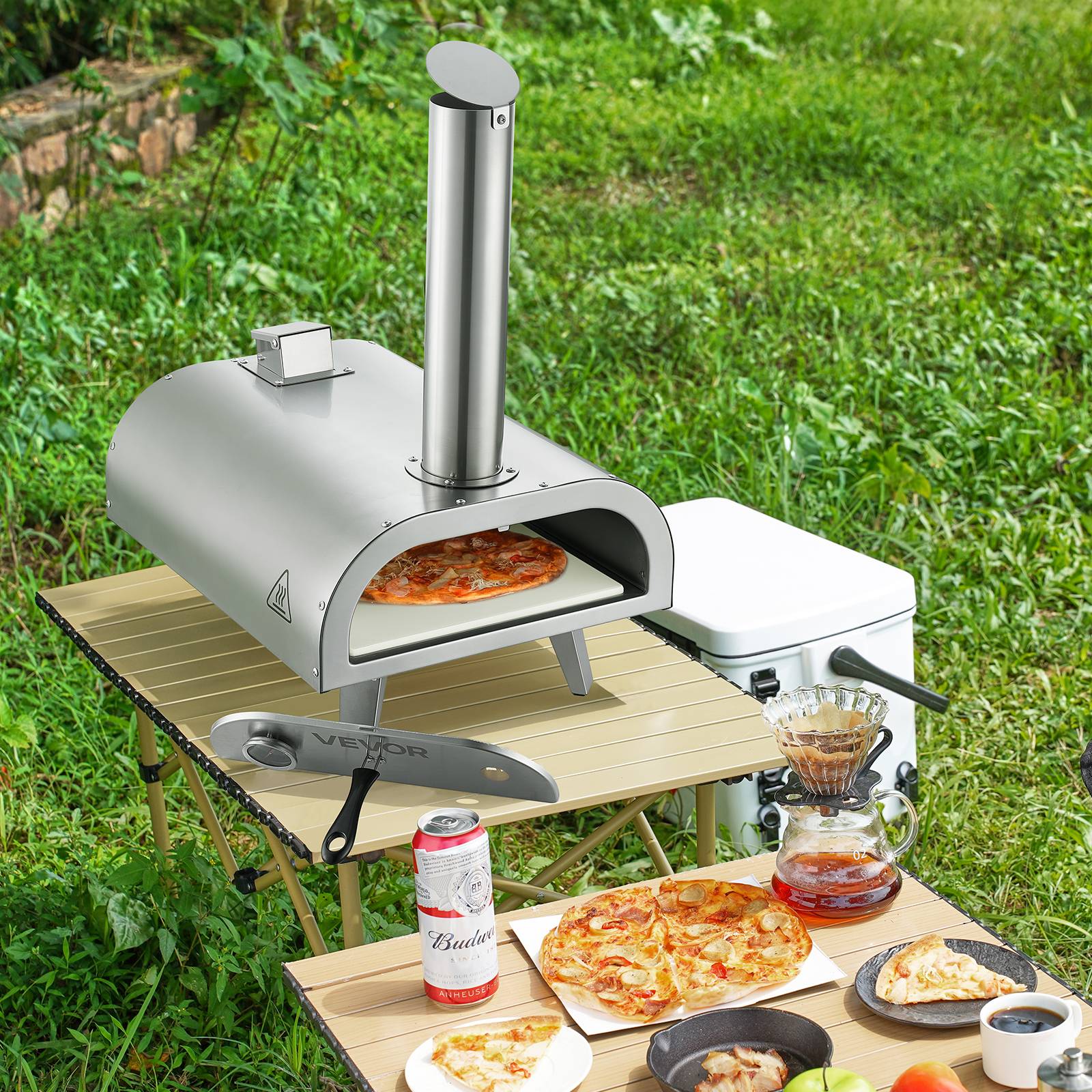 VEVOR Four pizza extérieur 305 mm, granulés bois, inox, thermomètre, pelle. - Image 8