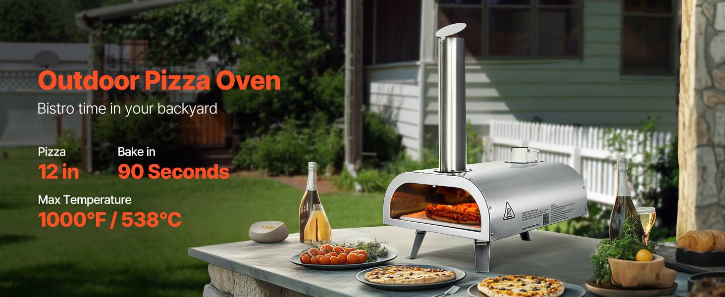 VEVOR Four pizza extérieur 305 mm, granulés bois, inox, thermomètre, pelle. - Image 9