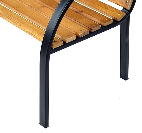 Banc de jardin, banc de parc, 2 places, acier et pin, naturel, L 122 x P 60 x H 83 cm - Image 9