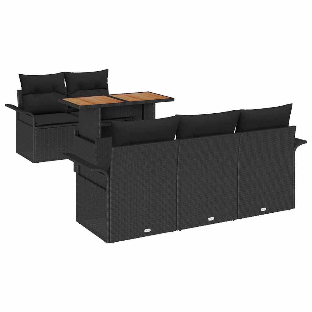 Salon de jardin modulable 6 pcs Poly rotin avec rangement pour 5 amis Noir – ComfortXL Outdoor Living - Image 2