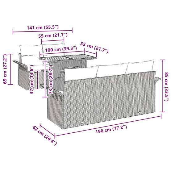 Salon de jardin modulable 6 pcs Poly rotin avec rangement pour 5 amis Noir – ComfortXL Outdoor Living - Image 5