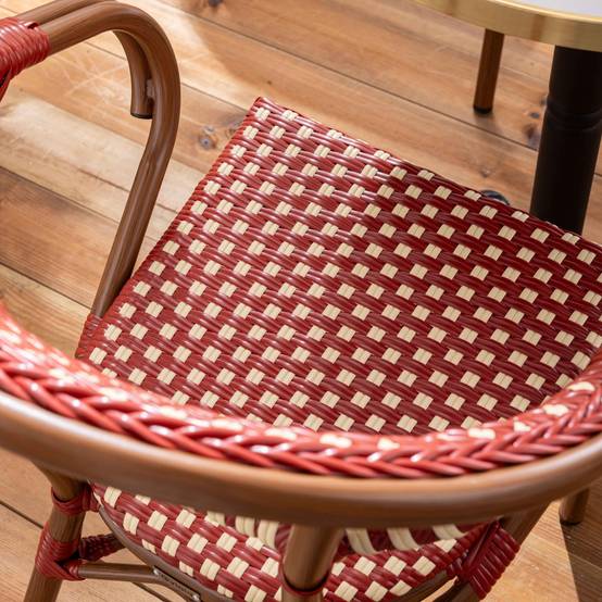 Oviala - Table de terrasse 60cm inclinable marbre blanc et 2 chaises rouge Montmartre - Oviala - Image 4