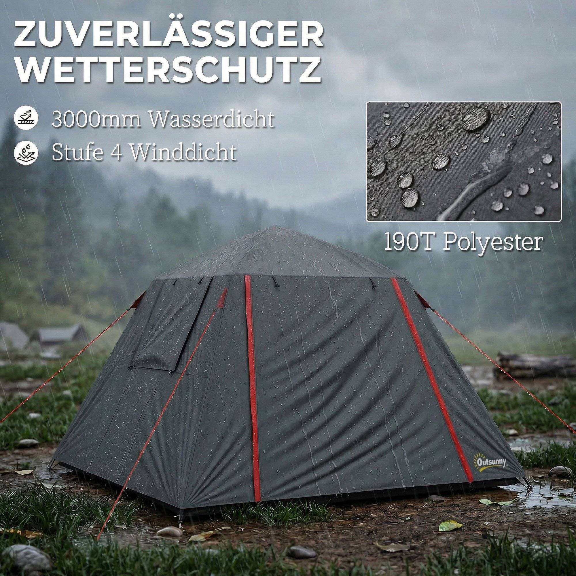 Sans Marque - Tente camping 2 pers., 3000mm imperméable+vent, dôme, 2 portes, 2 fenêtres mesh, 2 fenêtres latérales, sac - Image 7