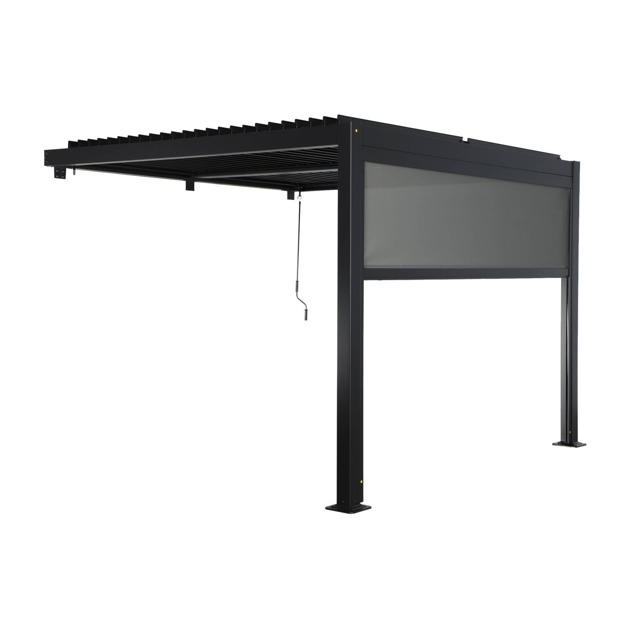 sweeek - Pergola bioclimatique aluminium adossée 3x3m noir + 1 store 3m Palace | sweeek - Image 3