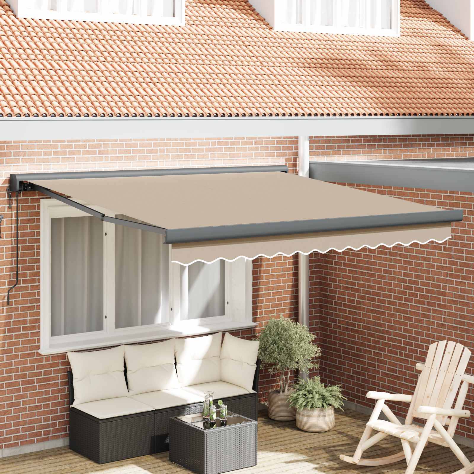 PANGIVO - Auvent rétractable beige 350 x 250 x 165 cm polyester et aluminium - PANGIVO - Image 1