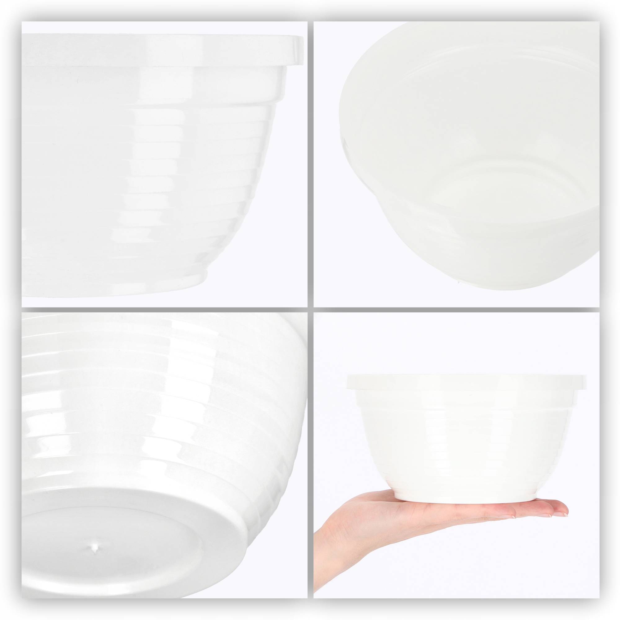 Bol à fleurs rond en plastique - Résistant aux intempéries - Diamètre: 18 cm - Blanc - Image 4