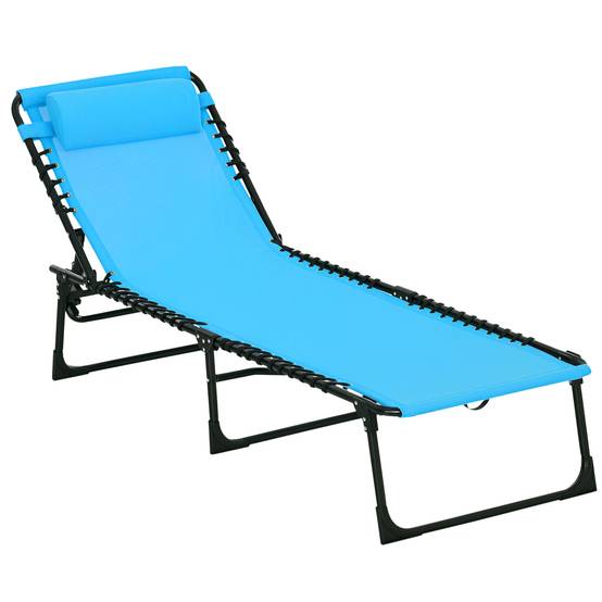 Transat pliable, housse respirante, structure en métal, 189 x 58 x 30 cm, bleu - Image 1