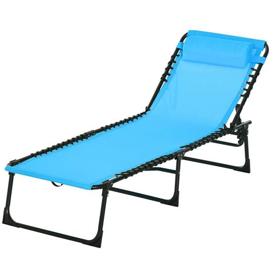 Transat pliable, housse respirante, structure en métal, 189 x 58 x 30 cm, bleu - Image 2