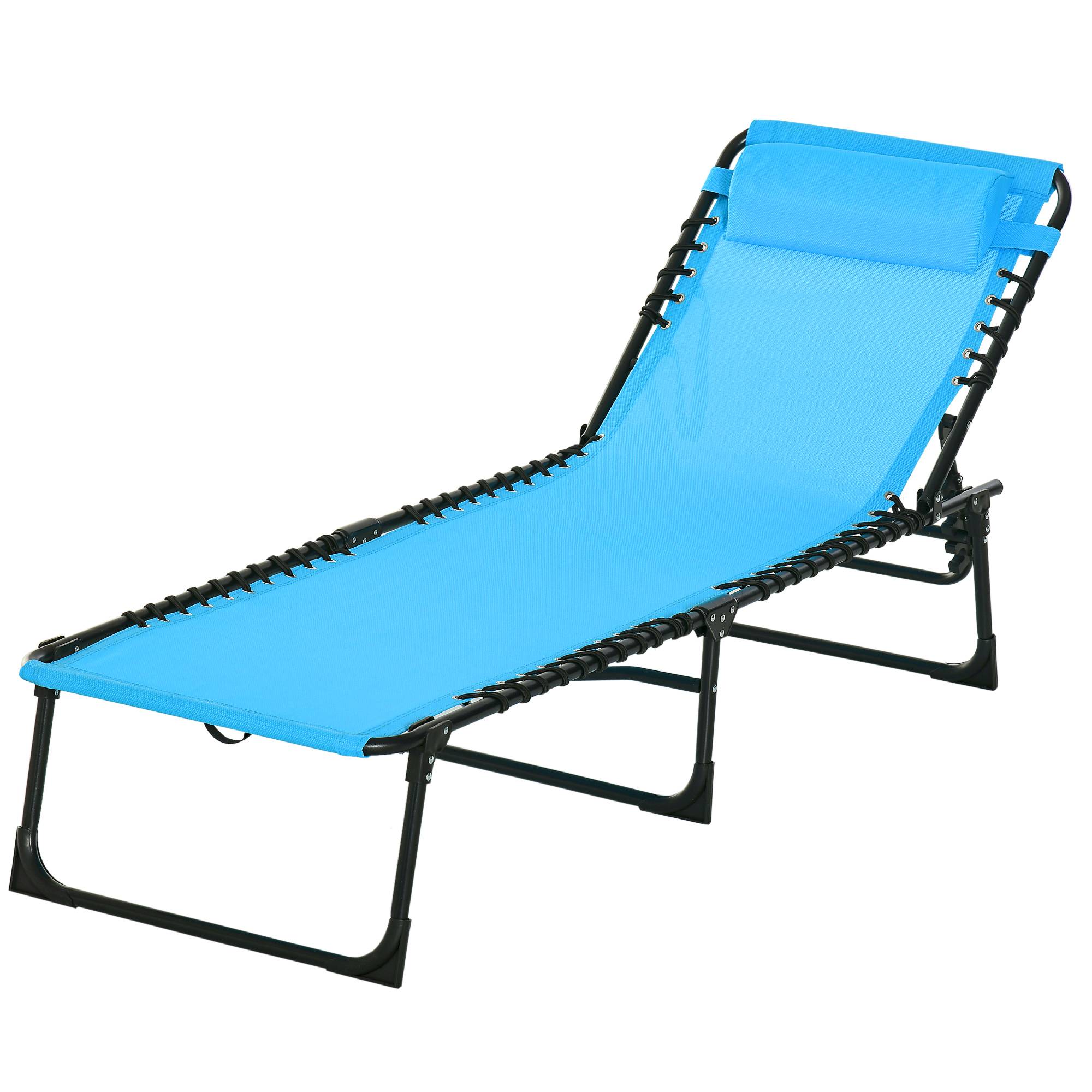 Transat pliable, housse respirante, structure en métal, 189 x 58 x 30 cm, bleu - Image 2