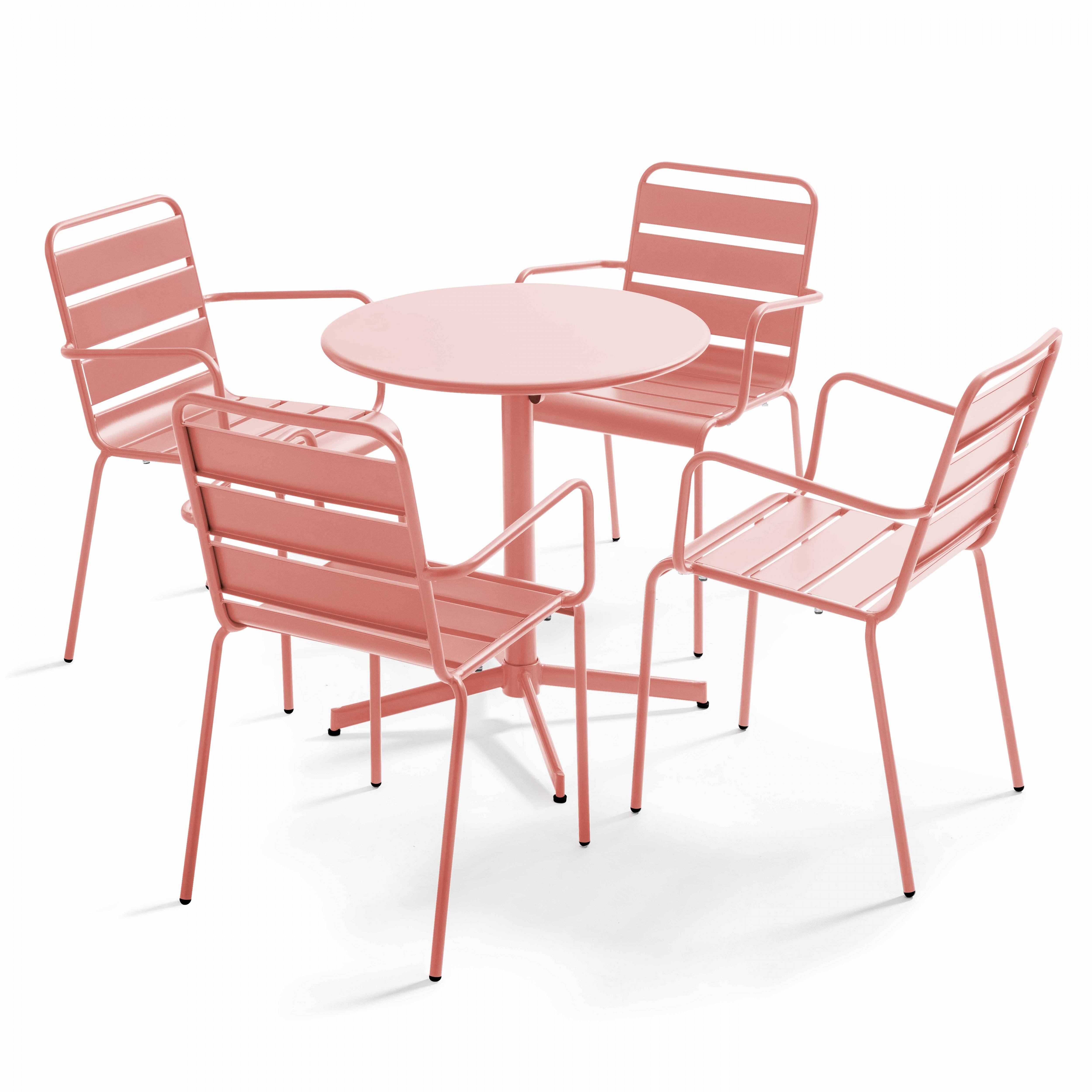 Oviala - Ensemble table de jardin et 4 fauteuils métal argile Palavas - Oviala - Image 1
