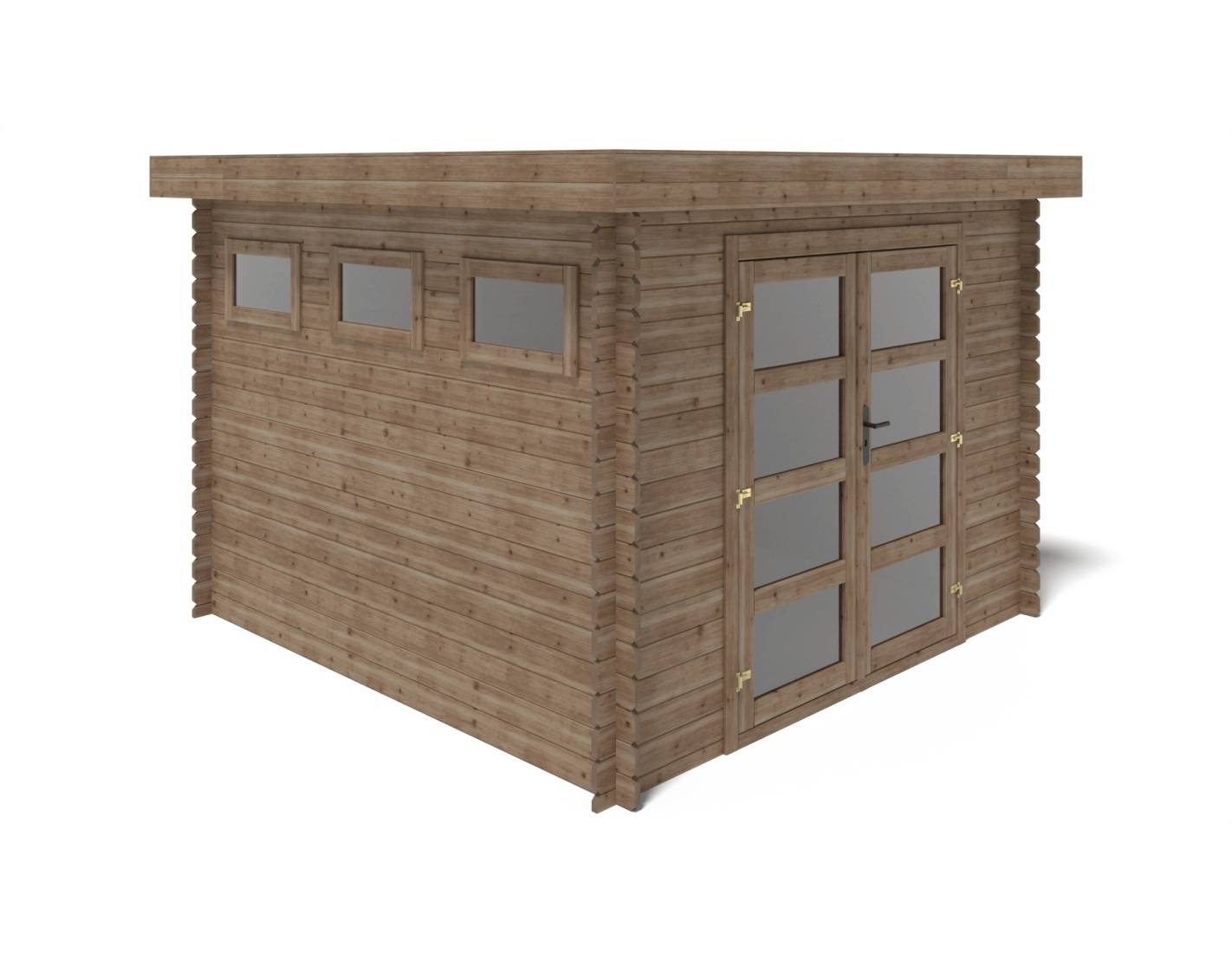 Altanka - Abri de jardin en bois - 9m2 - 3x3m - Traité - Ep. 28mm - Couleur: marron - DOM629 - ALTANKA - Image 4