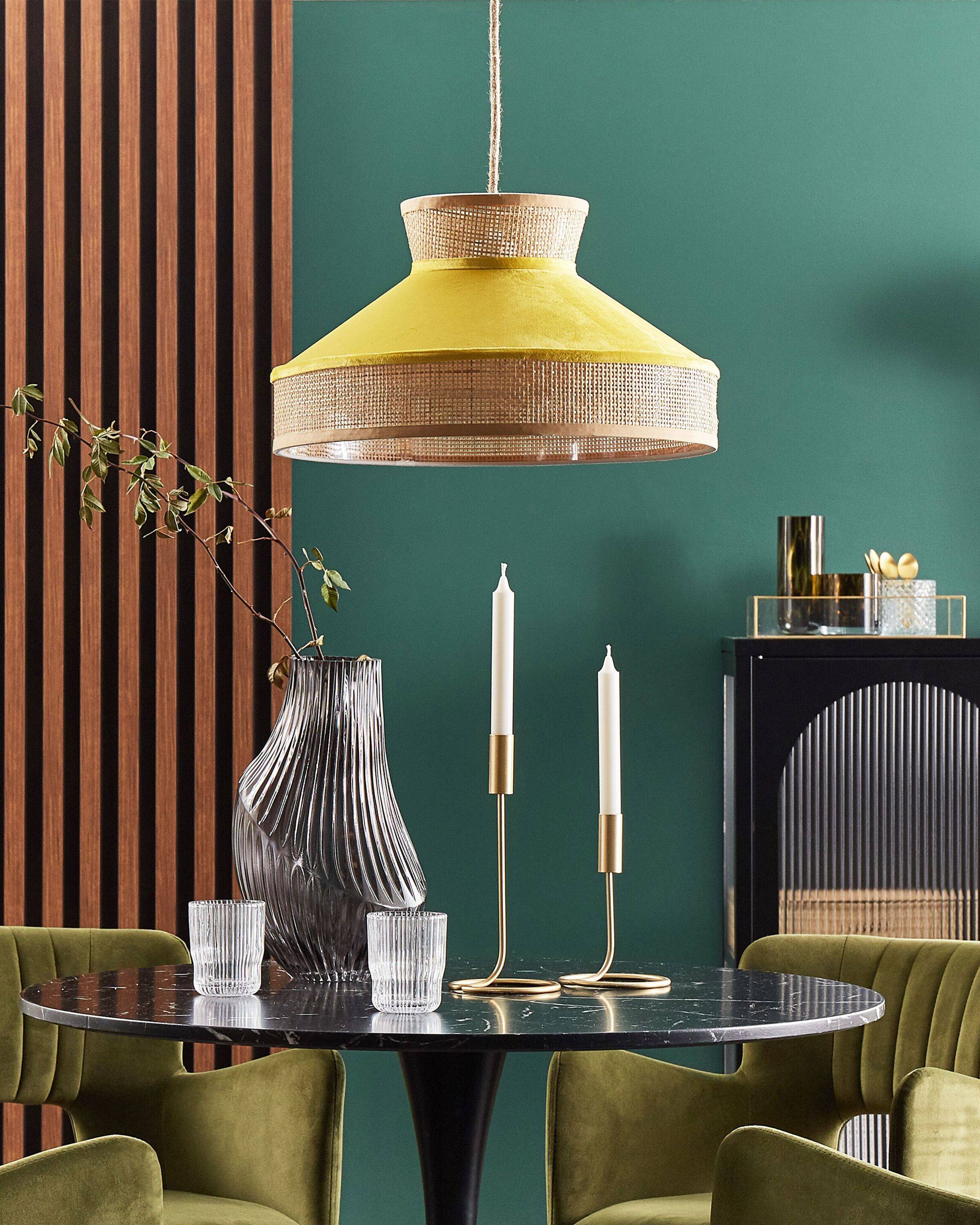 Beliani - Lampe suspension Rotin Moutarde BATALI - Beliani - Image 1
