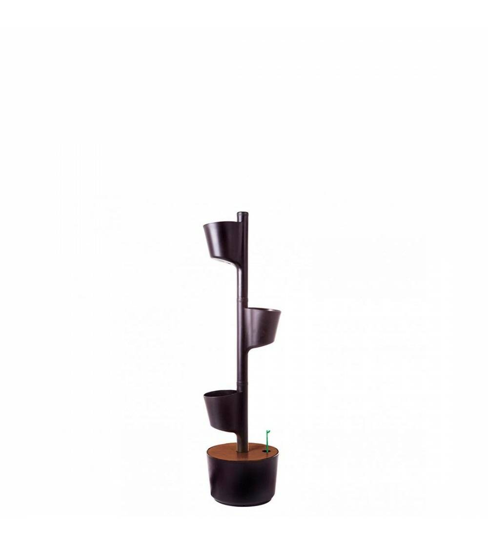 Jardinière verticale CitySens noire et bois teck avec 3 pots et arrosage automatique Wi-Fi - Image 2