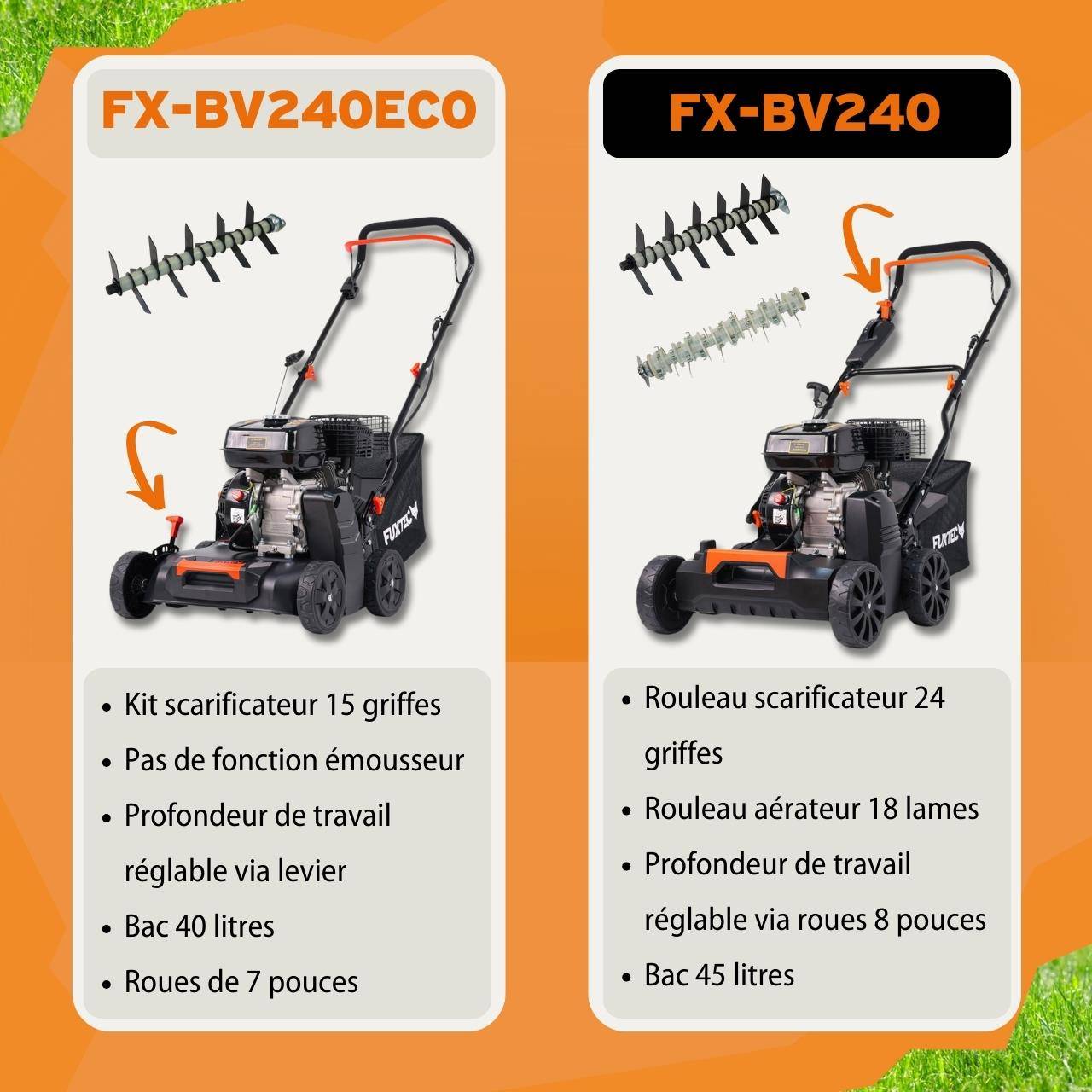 FUXTEC - Scarificateur thermique 212 cm³ 18 lames + 24 griffes, largeur 40 cm et bac 45 L – Fuxtec - Image 7