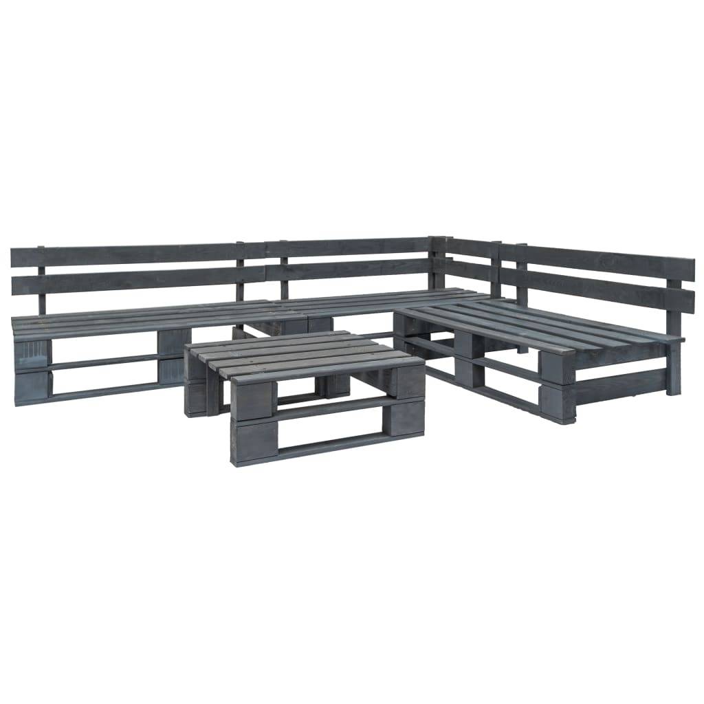 Salon de jardin palette 4 pcs | Mobilier d'extérieur Bois Gris Maison Chic - Image 2