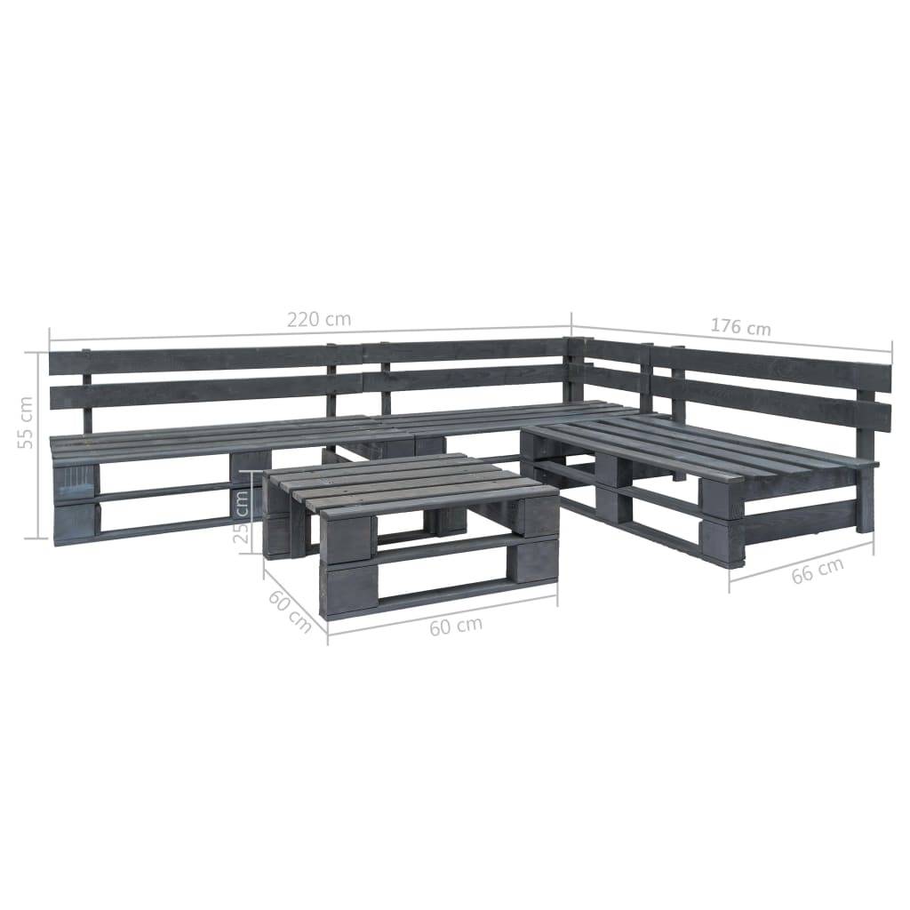 Salon de jardin palette 4 pcs | Mobilier d'extérieur Bois Gris Maison Chic - Image 3