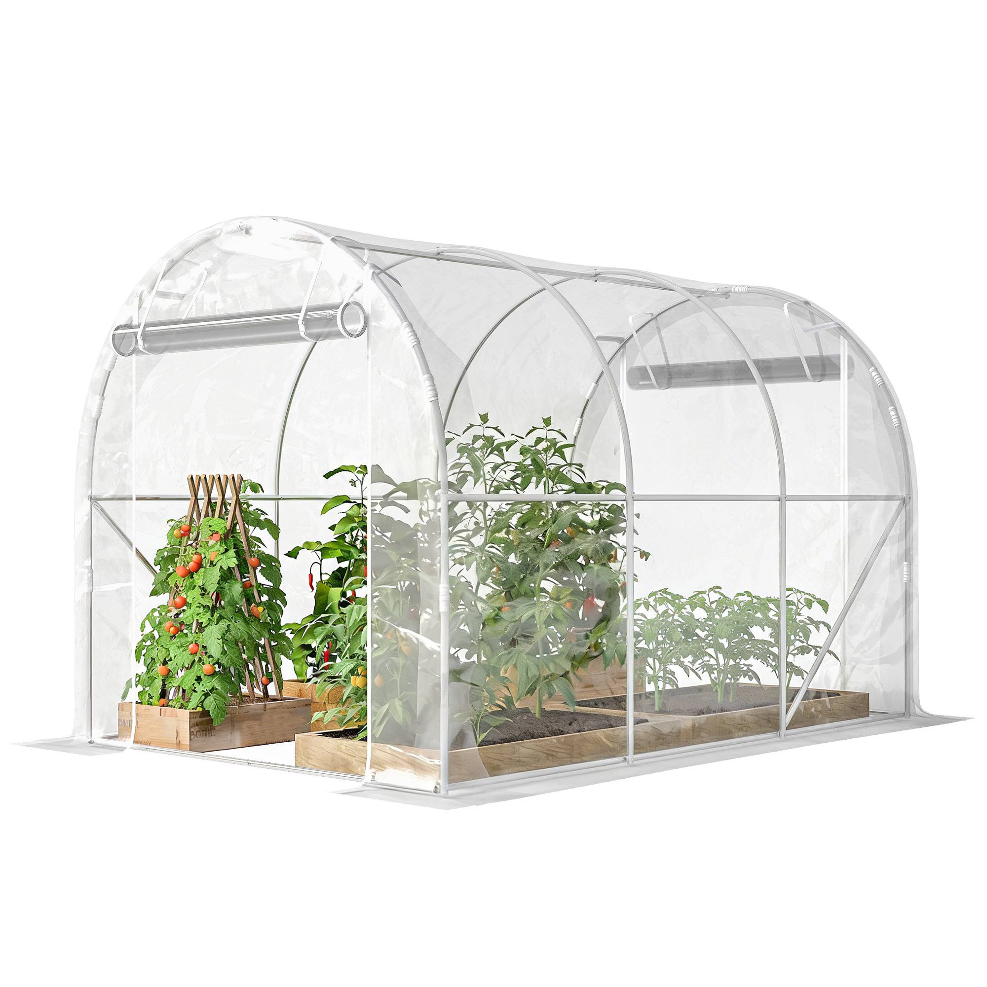Serre tunnel de jardin 6m² serre de jardin tunnel 195x295x195cm cadre acier galvanisé, bâche PE 150g/m² transparent - Image 2