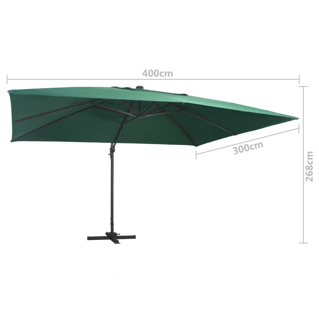 Helloshop26 - Parasol déporté avec lumières led aluminium 400 x 300 cm vert - Image 8