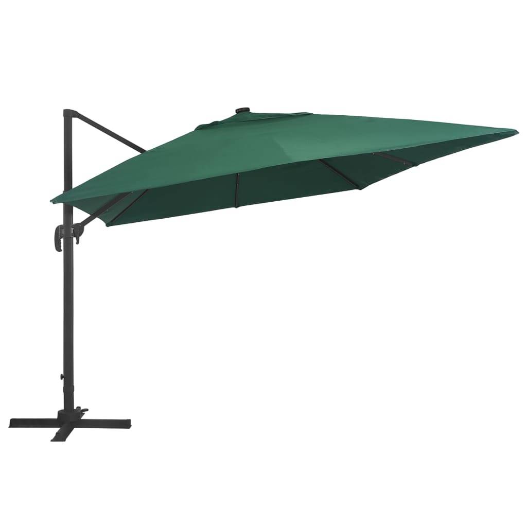 Helloshop26 - Parasol déporté avec lumières led aluminium 400 x 300 cm vert - Image 1