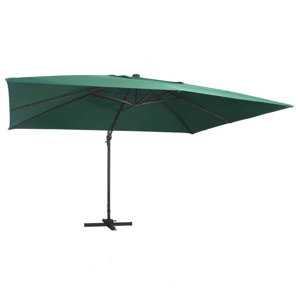 Helloshop26 - Parasol déporté avec lumières led aluminium 400 x 300 cm vert - Image 2
