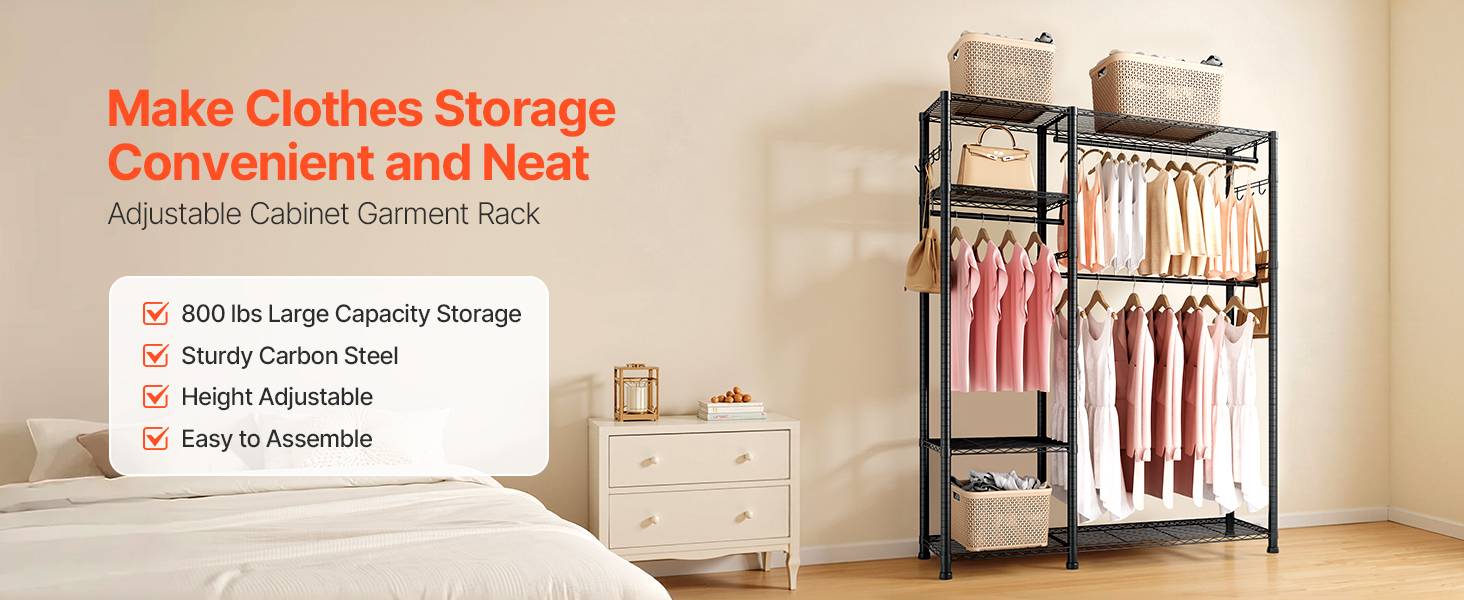 VEVOR Portant à Vêtements Porte-manteau avec 3 Tringles pour Chambre Noir - Image 9