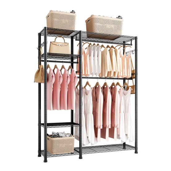 VEVOR Portant à Vêtements Porte-manteau avec 3 Tringles pour Chambre Noir - Image 1