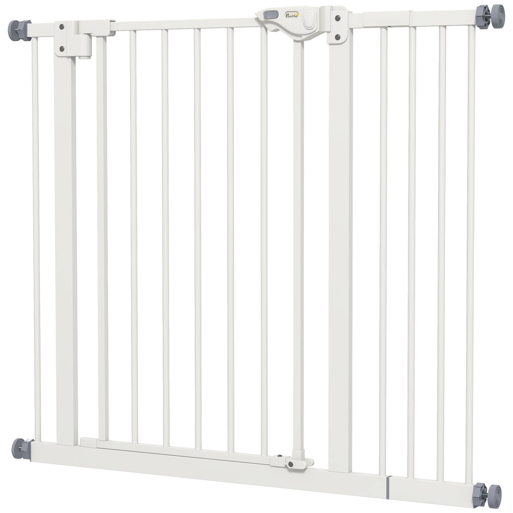 Barrière sécurité chien métal escalier porte double verrouillage réglable 94cm blanc - ComfortXL Outdoor Living - Image 2