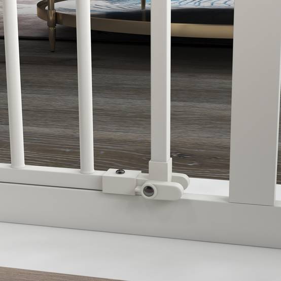 Barrière sécurité chien métal escalier porte double verrouillage réglable 94cm blanc - ComfortXL Outdoor Living - Image 10