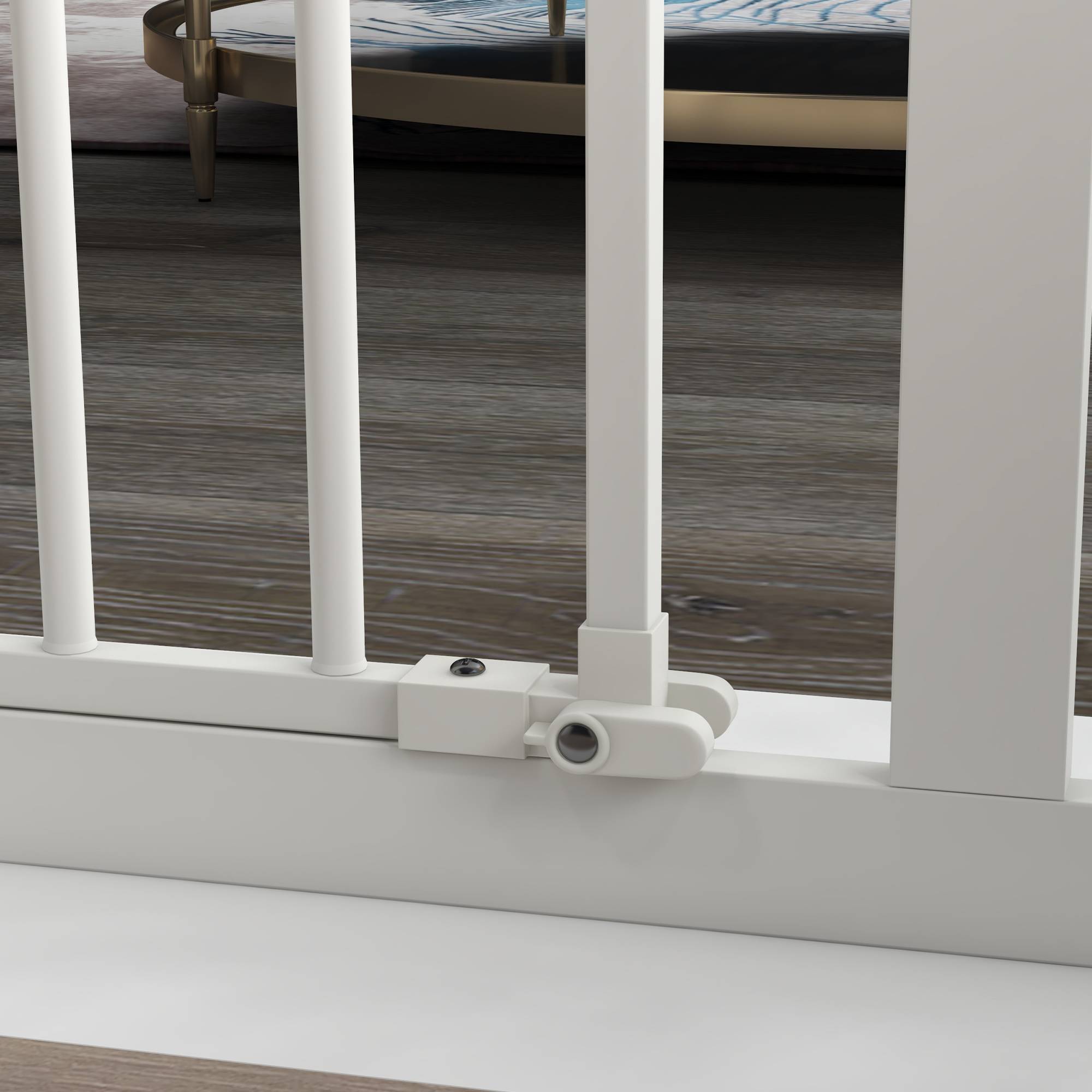 Barrière sécurité chien métal escalier porte double verrouillage réglable 94cm blanc - ComfortXL Outdoor Living - Image 10