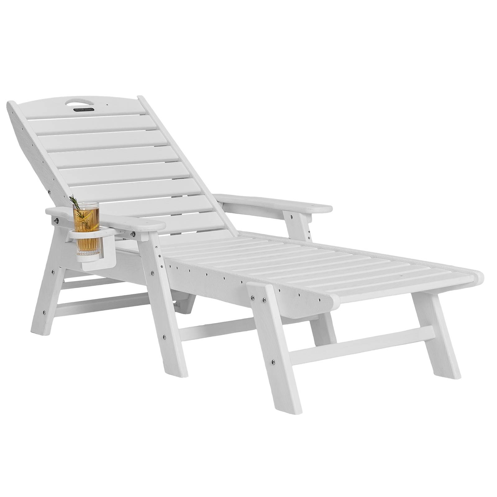 Vevor - VEVOR Bain de Soleil Chaise Longue Jardin Dossier Réglable Charge 181 kg Blanc - Image 1