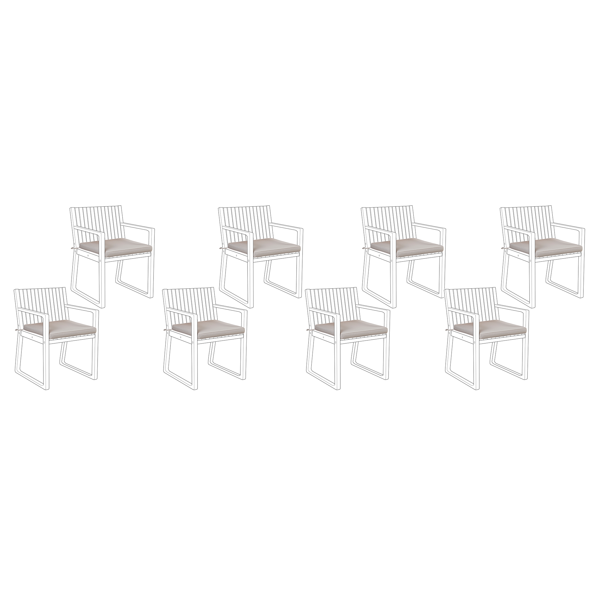 Beliani - Lot de 8 Coussins d'Assise pour Chaise de Jardin 46 x 46 cm en Tissu Imperméable Beige Taupe Beliani - Image 1