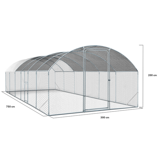 Enclos poulailler dôme 22,5 m² parc grillagé 3x7,5 M avec porte latérale - Image 4
