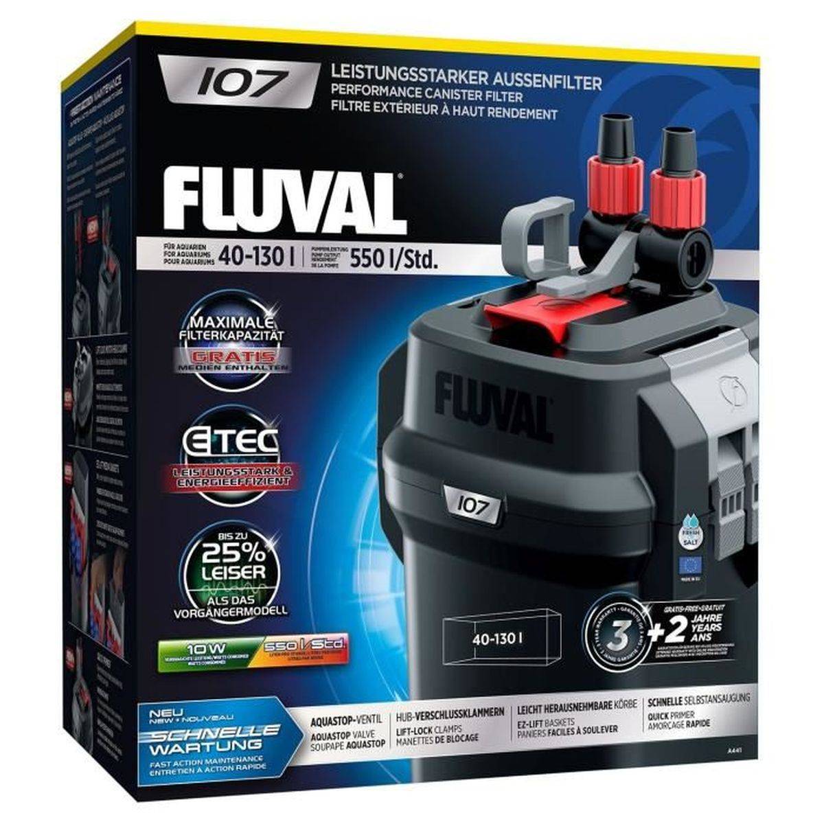 Fluval - Filtre externe à cartouche pour aquarium Série 7 107 noir, pompe eTEC 550 l/h - Fluval - Image 2