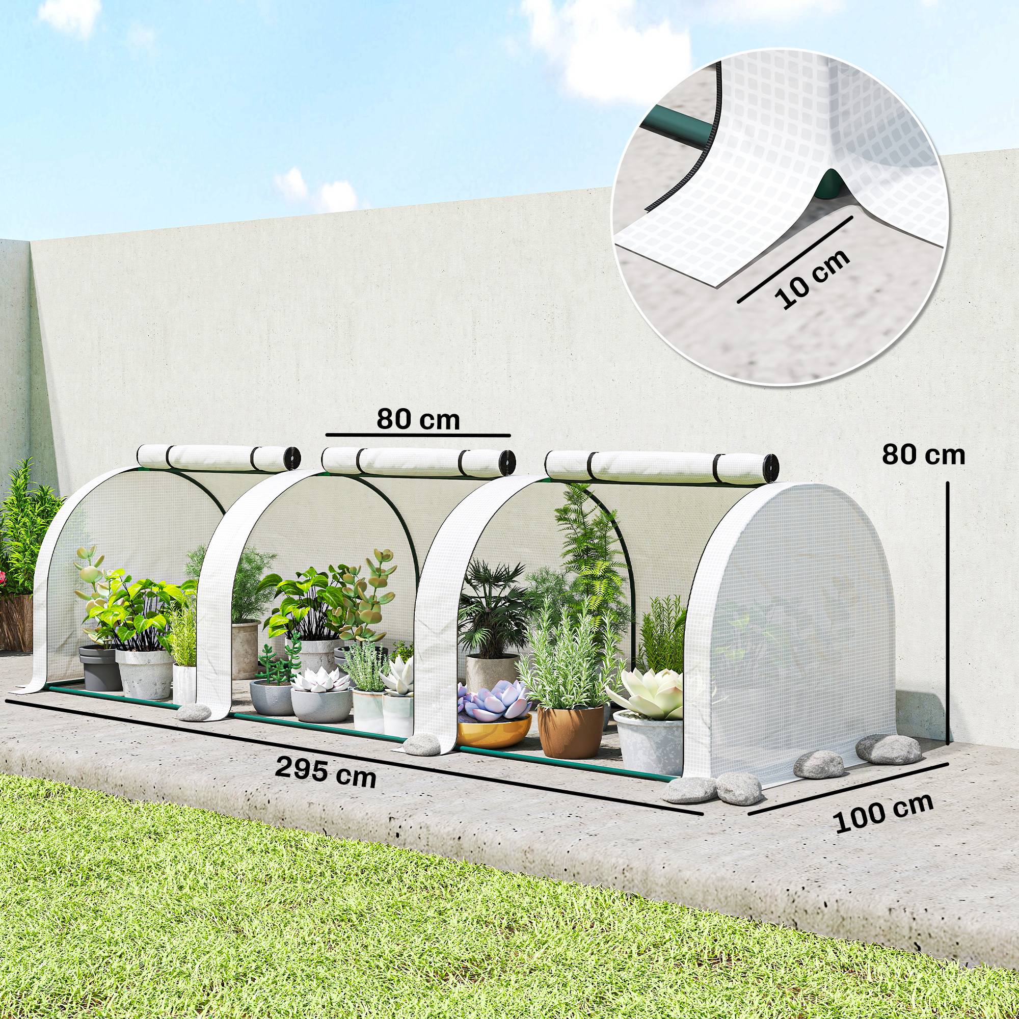 ComfortXL - Serre tunnel acier PE pour tomates jardin protection froid 295x100x80cm blanc - ComfortXL Outdoor Living - Image 5